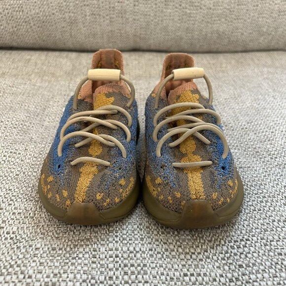 Adidas Yeezy Boost 380 Infant Toddler Slip-On Elastic Lace Knit Sneaker Blue Oat - Picture 2 of 8